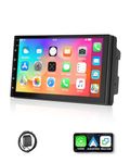 ESSGOO 4+64G Double Din Car Stereo with Wireless Carplay and Android Auto, 7 inch HD IPS bildschirm Auto Display Bluetooth Head Unit with Reverse Camera Function, Voice Control, Mirror Link, FM,