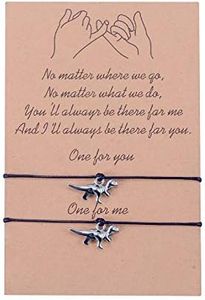 CheersLife 2Pcs dinosaure bracelet bijoux corde cordon réglable porte-bonheur bijoux tressés à la main pour meilleur ami cadeau pour couple mère fille