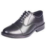 Liberty Kulture Men's Leather Oxford Shoes, Police, Officers, Formal Lace-Up Mid Top Shoes_Cowboy-Black-10