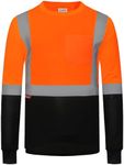 ProtectX High Visibility Long Sleeve Shirts Reflective Hi Vis Safety Shirts for Men Class 2 Work Shirts for Construction Warehouse 1 Pack Orange Long XX-Large