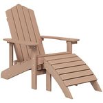 vidaXL Brown Garden Adirondack Chair with Detachable Footstool - Low-Maintenance, Stain-Resistant HDPE Construction - Weather-Resistant and UV-Resistant