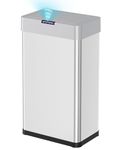 Clevich 50L Sensor Kitchen Bin with Soft-Close Lid, Touchless Motion Sensor Garbage Can, Smart Automatic Trash Bin with Bag Retainer Ring & Display Light for Living Room, Office (Silver)