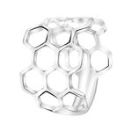 Sofia Milani - Women's Ring 925 Silver - Bee Honeycomb Hexagon Ring - 10093-52 (16.5)