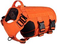 ICEFANG GN5 Tactical Dog Harness for X-Large Sized Dogs,Hook and Loop Panels,Walking Training Work Dog MOLLE Vest with Handle,No Pulling Front Leash Clip (XL :Chest:32"-39", Orange)