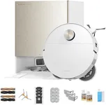 DREAME X60 Max Ultra Complete Robot Vacuum and Mop, Ultra-Thin Design, 35,000Pa Suction, Self Emptying&Refilling, Mop Self-Cleaning, 280+ Obstacle Avoidance, White