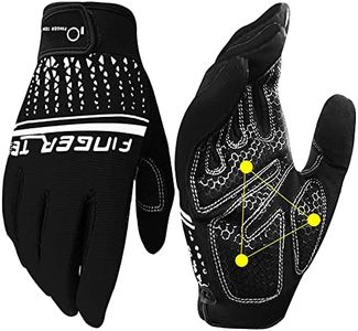Exercise Gloves Full Finger for Men Women with Padding, Full Hand Gym Weight Lifting Gloves Male Female, Non Slip Fitness Gloves Extra Grip for Cycling Climbing Weights Hiking (Black, L)