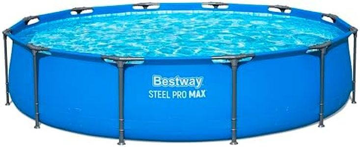 Bestway Steel Pro Round Frame Swimming Pool 12 ft with Filter Pump, 366 x 76 cm Above Ground Pool, Tri Tech Durable Liner, Rust Resistant Steel Frame, Easy Setup Garden Pool - Blue