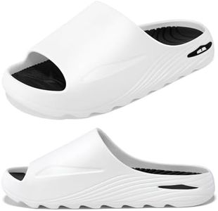 HMLHML Men's Athletic Sandals Soft-tech Sports Recovery Slide Basketball Outdoor Slipper with Arch Support Plantar Fasciitis Relief - White Black
