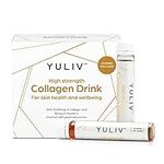 Yuliv High-Dosage Hydrolyzed Collagen Drink - Liquid Collagen Peptides (10000 mg) with Vitamin C for Hair, Skin, and Nails - Yuliv Packaging - Fully Recyclable | Raspberry Flavour - 30 Day Supply