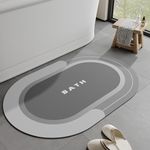 MontVoo Bathroom Mat Bath Mats for Bathroom Non Slip Absorbent Bathroom Rug Fashion Oval Bath Mat Quick Dry Washroom Mat Washable Shower Bathtub Sink Grey 60X90CM