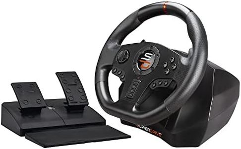 SUBSONIC Superdrive - Volante da corsa SV710 con pedali, palette del cambio e vibrazione - compatibile con PC (programmabile per tutti i giochi)