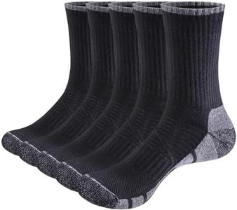 YUEDGE Mens Walking Sports Socks Moisture Wicking Cotton Golf Casual Work Cushioned Crew Socks for Men Size 10-13