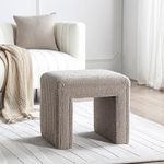 Get Set Style Vanity Stool Chair,Boucle Ottoman Foot Stool Modern Ottoman Footstool with Wood Legs Sofa Bench Extra Seating for Makeup Room, Living Room, Entryway(Fully Assembled)