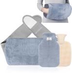 Bonilife Hot Water Bottle Belt 3in1, Fluffy Wrap Around Wearable Hot Water Bottle with Waist Cover, 1L PVC Hot Water Bottle Pouch, Warm Hand Hot Water Bag for Waist Period Pain Relief, for Kids Adult