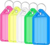 Primes DIY 5 Pack Tough Plastic Key Tags with Split Ring Label Window, Keychain with Label Key Ring ID Tag Multi Color