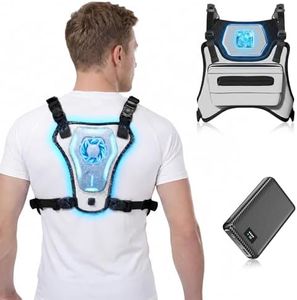 THOUSTA Portable Wearable Cooling Vest with 30000mAh Battery Pack & Cooling Plate, Lightweight Back Air Conditioner for Outdoor Activity, Work, Travel and Football Matches (White)