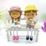 ELEGANT LIFESTYLE I Love You Heart & Bouquet Gift Set Decorative Showpiece |Gift for him/her or Someone Special | Cute Couple Wearing Caps Hanging Legs - 2 Pcs Set Multicolor