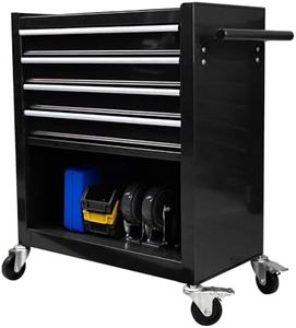 Black 4-Drawer Rolling Tool Chest Storage Cabinet w/Drawers, Wheels, Adjustable Shelf,Locking Mechanic Tool Organizer Box for Garage, Workshop,