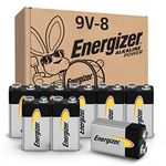 Energizer 9 Volt Batteries, Long-Lasting Alkaline Power Batteries (8 Pack)