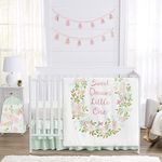 Sweet Jojo Designs Sweet Jojo Designs Blush Pink, Mint and White Shabby Chic Butterfly Floral Baby Girl Crib Bedding Set Without Bumper - 4 Pieces - Watercolor Rose