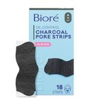 Bioré Charcoal, Deep Cleansing 18 Nose Strips for Blackhead Removal on Oily Skin, with Instant Pore Unclogging, features Natural Charcoal (Packaging May Vary)