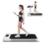 SupeRun Under Desk Treadmill, Walking Pad, Portable Treadmill with Remote & APP Control and LED Display, Quiet Walking Jogging Machine for Office Home Use (White)