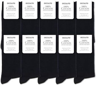 Occulto Men's 100% Cotton Socks Pack of 10 - 20 (Model: Ingo), 10 Pairs | Black, 47-50