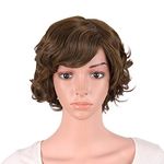 MapofBeauty 11.8 Inch/30cm Special Women Short Curly Side Bangs Fashion Wig (Brown)