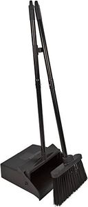 Carlisle FoodService Products Duo-Pan Upright Dust Pan and Broom Broom Set with Clip for Floor Cleaning, Restaurants, Office, And Janitorial Use, Plastic, 36 Inches, Black