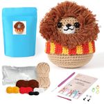 Ktmeor Crochet Kit for Beginners,Crochet Animal Kit for Adults and Kids（14+）with Step-by-Step Video Tutorials,DIY Knitting Supplies-Lion