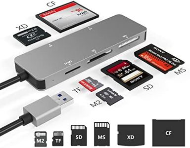 USB3.0 XD Card Reader, USB 3.0 (5Gps) High Speed TF/SD/MS/M2/XD/CF Memory Card Solt Combo Adapter, 6 in 1 Aluminum Card Reader,Compatible with Windows XP/Vista / 7/8 / 8.1/10, Mac OS, Linux