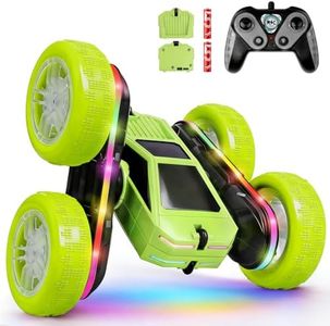 ZQIN Remote Control Car, Rc Cars Stunt, RC Crawler Toys 4WD 360° Rotating with LED Light-Up Wheels & Remote Control for 6-12 for Boys Birthday Gift (Green)