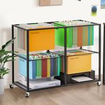 Rolling File Cart,2 Tiers Metal Rolling File Carts with Wheels,Portable Mobile File Cart for Letter and Legal Size for Home Office Classroom Organization