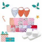 KaWaii Baby 12 One Size Pocket Cloth Diapers + 24 One Size Cloth Diaper Inserts, Washable Reusable Leakproof for babies girls 8-36 lbs