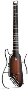 Donner HUSH-I EVO2 Acoustic Electric Travel Guitar – Portable Headless Quiet Practice Guitar, Ultra-Light, Mahogany Body with Built-in Tuner, Detachable Stands & Headphone Jack - Sunburst