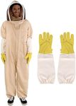 zelaby Bee Suit, Full Body Beekeeping Clothes Gloves Veil Hood Hat Protective Beekeeping Suit Jacket Beekeepers Supplies Equipment Adult（L）