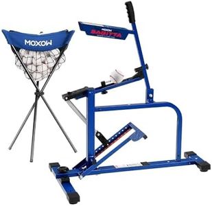 MOXOW Sagitta Baseball & Softball Pitching Machine with Ball Caddy - Portable Ball Launcher for Batting and Fielding Practice, Ideal for All Skill Levels
