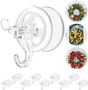 AENTGIU 10 Pack Clear Suction Cup Wreath Hanger, Heavy Duty Shower Suction Cup Hooks with Adhesive Suction Tab, Removable Strong Front Door Hooks for Hanging Wreath Ideal for Glass, Windows, Doors