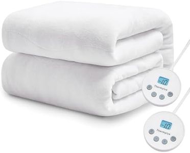 Thermylux Electric Mattress Pad King Size Quilted Wave 10 Heat Settings & Dual Control with 12 Hour Auto Off, Deep Pocket Fits up to 18",Coral Fleece Bed Warmer,ETL Certified Machine Washable, 78"x80"