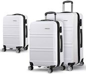 Wanderlite Luggage Set 3pcs White Suitcase Storage Organiser Hand Luggages Travel Hard Case Hardside, Lightweight Trolley Carry On Bag, TSA Lock 4 Universal Wheels