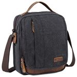 VASCHY Man Bag, Water Resistant Canvas Shoulder Bag Mens Small Messenger Bag with Multiple Pockets and Genuine Leather Top Handle Satchel Bag for Women Fits 8 Inch Ipad,Phones(Grey)