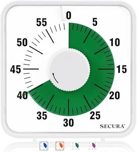 Secura 7.5 Inch Visual Timer, 60 Minute Oversize Visual Countdown Timer for Kids and Adults, Durable Mechanical Time Management Tool (Green)