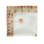 Aditri Creation Medium Pooja Cloth Mat Aasan White Artificial Silk Aasan Decorative Cloth with Sequence Work (Size:-19 Inches X 19 Inches,) for Multipurpose Pooja Decorations Item & Article