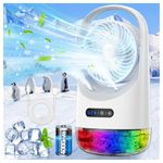 Portable Air Conditioners,Portable Ac with 4000mAh Battery, 3 Winds and 7-color Night Light,Rechargeable Mini Air Conditioner with Office,Room&Home （White）