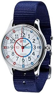 EasyRead time teacher Red & Blue Face, Past & To Waterproof Watch - Navy Strap