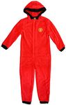 Boys MANCHESTER UNITED MUFC Fleece Zipper Hooded Sleepsuit Romper, Red, Age 3-4