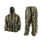 FORWO Ghillie Suits 3D Leaves Woodland Camouflage Clothing Outdoor Army Military Camo Clothes for Jungle Hunting, Paintball, Airsoft, Wildlife Photography, Halloween (Adult)