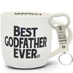 MALLAbyLAMMA Best Godfather Mug 12 Ounce Ceramic, Godfather Bottle Opener Keychain, Best Godfather Ever, Godfather Gift for Men, Appreciation Gift for Godfather Birthday Proposal, ['Beige'], 12 Ounce