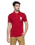 U.S. POLO ASSN. Men's Solid Regular Fit Polo Shirt (USTSHC0064_Red M)