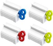 UDQYQ 4 Pcs Toothpaste Tube Squeezer,Plastic Rolling Tube Toothpaste Dispenser Tube Wringer Rotate Toothpaste Seat Holder Stand for Bathroom